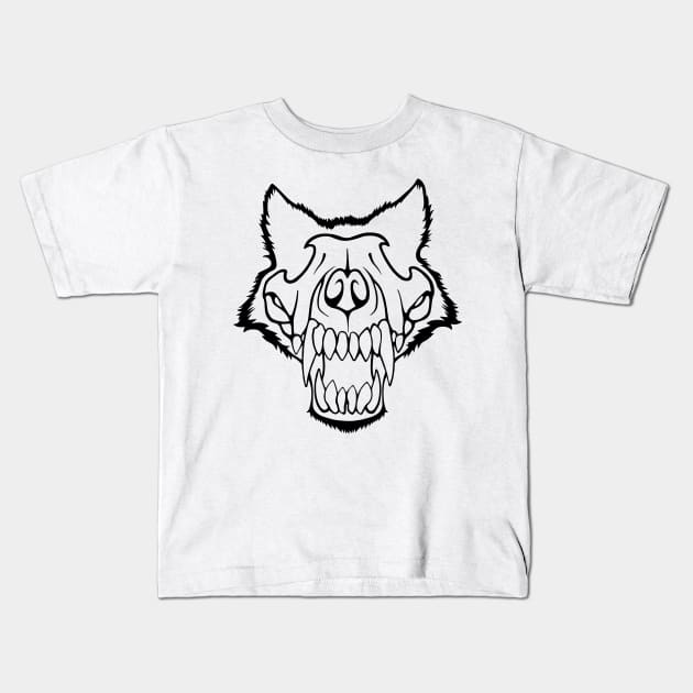 Wolf Skull Black Kids T-Shirt by CharlieWizzard